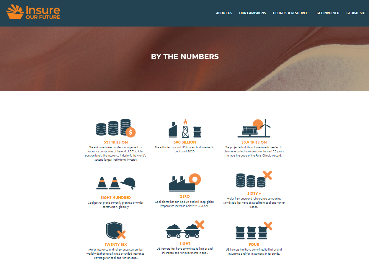 Screenshot of Insure Our Future landing page